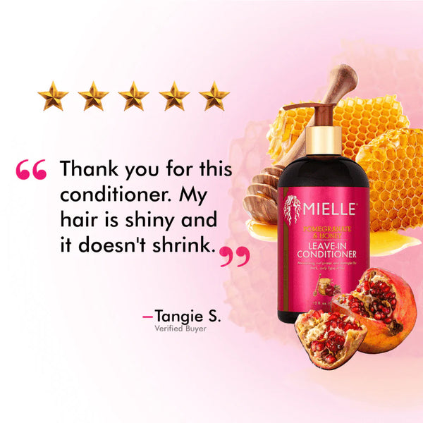 mielle pomegranate & honey leave-in conditioner for thick, curly 4c hair