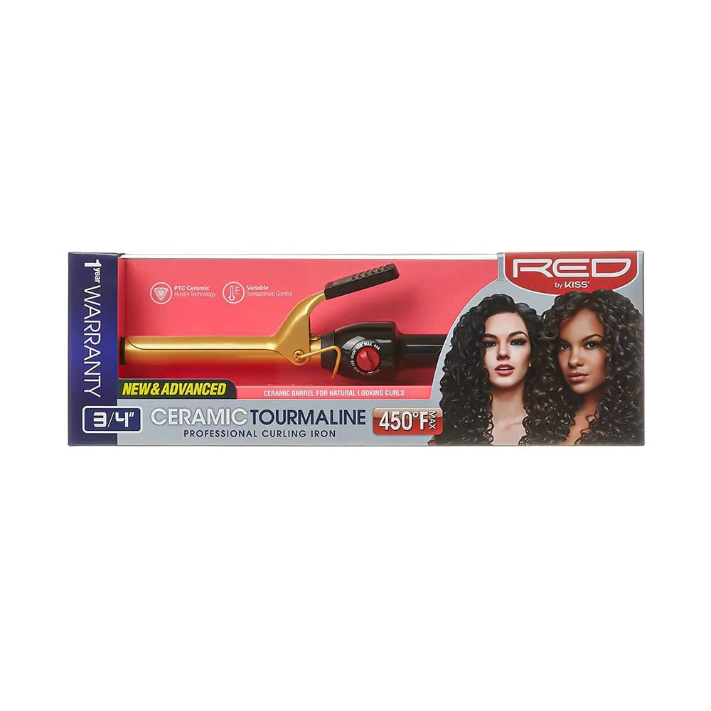 Red by Kiss Ceramic Tourmaline Professional Curling Iron 