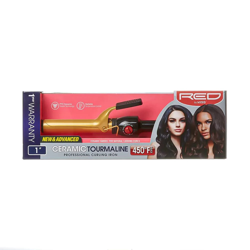 Red by Kiss Ceramic Tourmaline Professional Curling Iron 