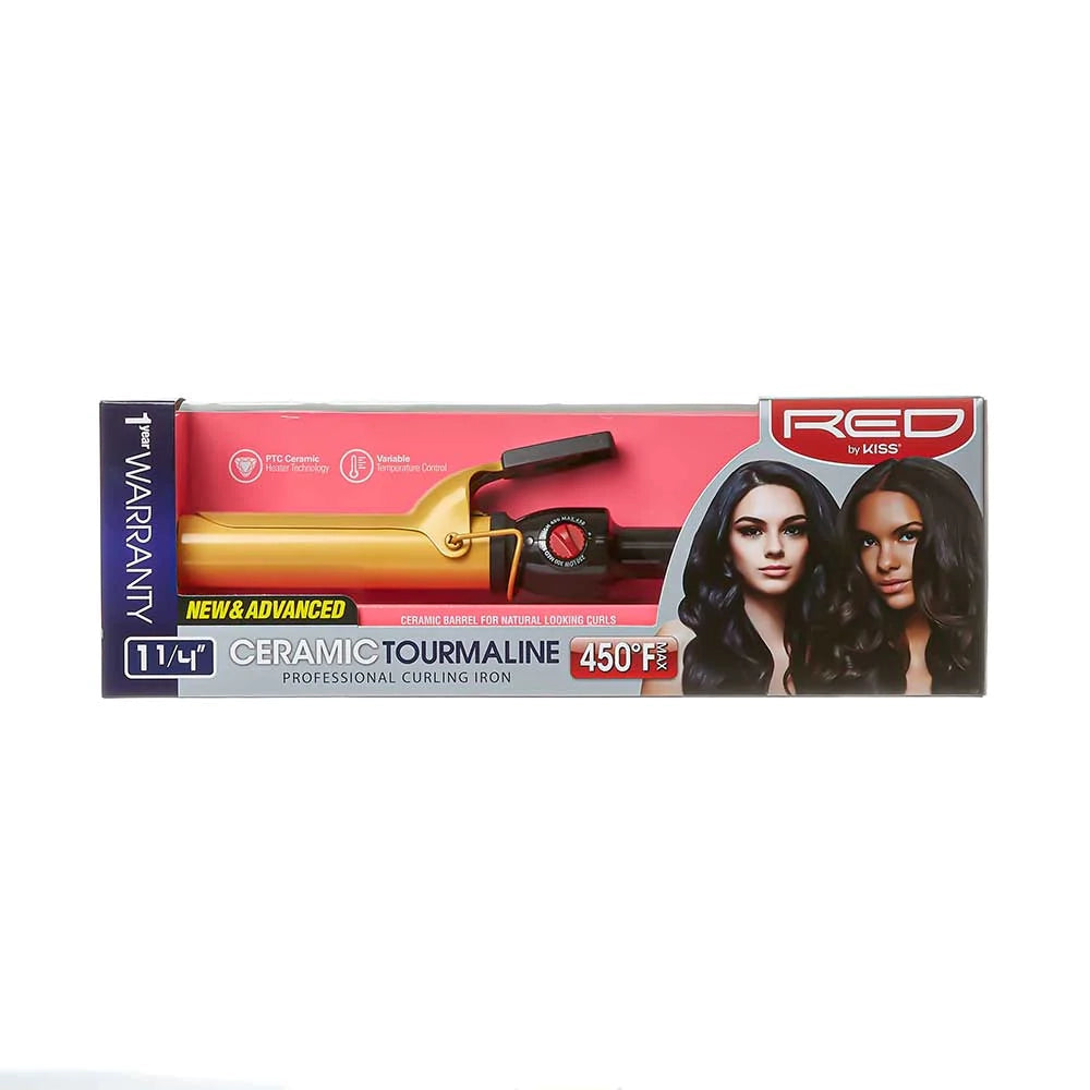 Red by Kiss Ceramic Tourmaline Professional Curling Iron 