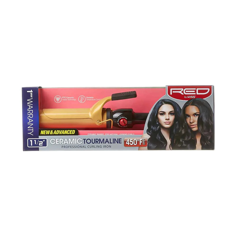 Red by Kiss Ceramic Tourmaline Professional Curling Iron 