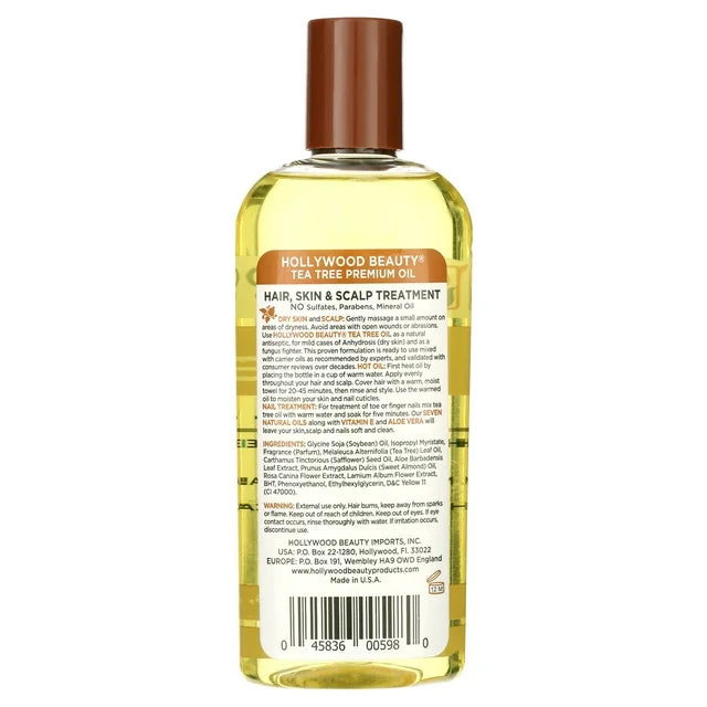 Hollywood Beauty Tea Tree Premium Oil for Hair, Skin & Scalp Treatment - 8 oz