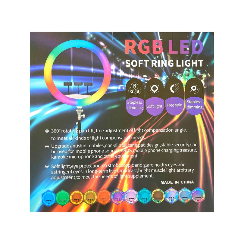 RGB 3D-45 LED Soft Ring Light with 3-Phone Holders by Supreme Hair & Beauty