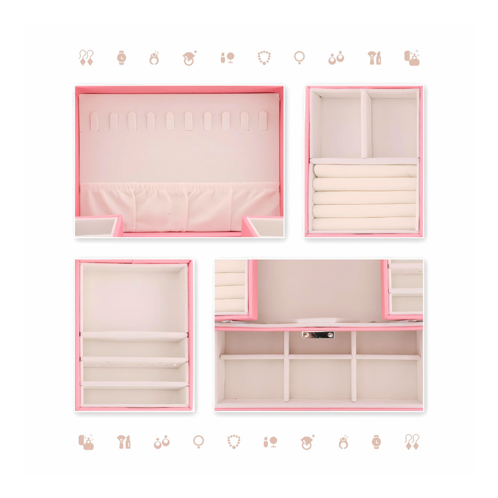 PU Leather Jewelry Storage Box with Soft Interior Lining – Pink