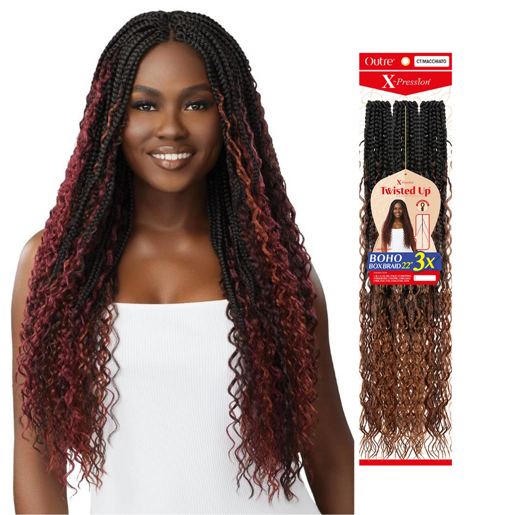 Outre Xpression Twisted Up Bobo Box Braid 3X's Pack Crochet Hair - 22"