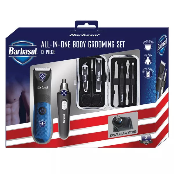 Barbasol All-in-One Total Body Grooming Gift Set with Travel Bag