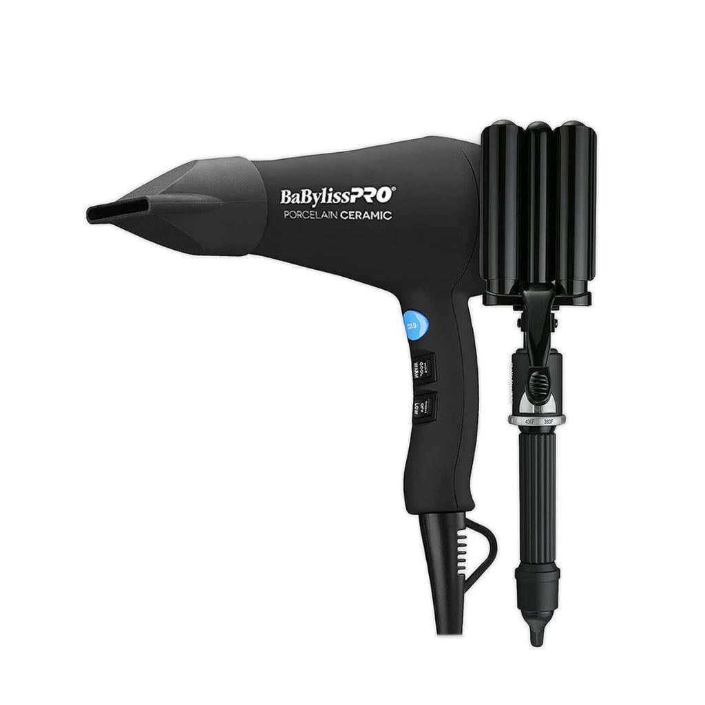 BabylissPro® Porcelain Ceramic Hair Dryer & Triple Barrel Waver Combo Set