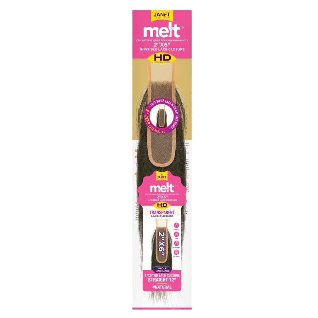 Janet Collection 100% Remi Human Hair Melt 2x6 HD Lace Closure