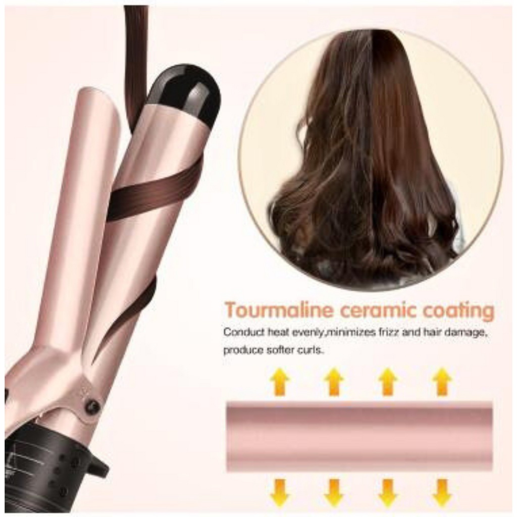 Professional Curling Iron Set with Heat-Insulated Tip and PTC Ceramic Barrels