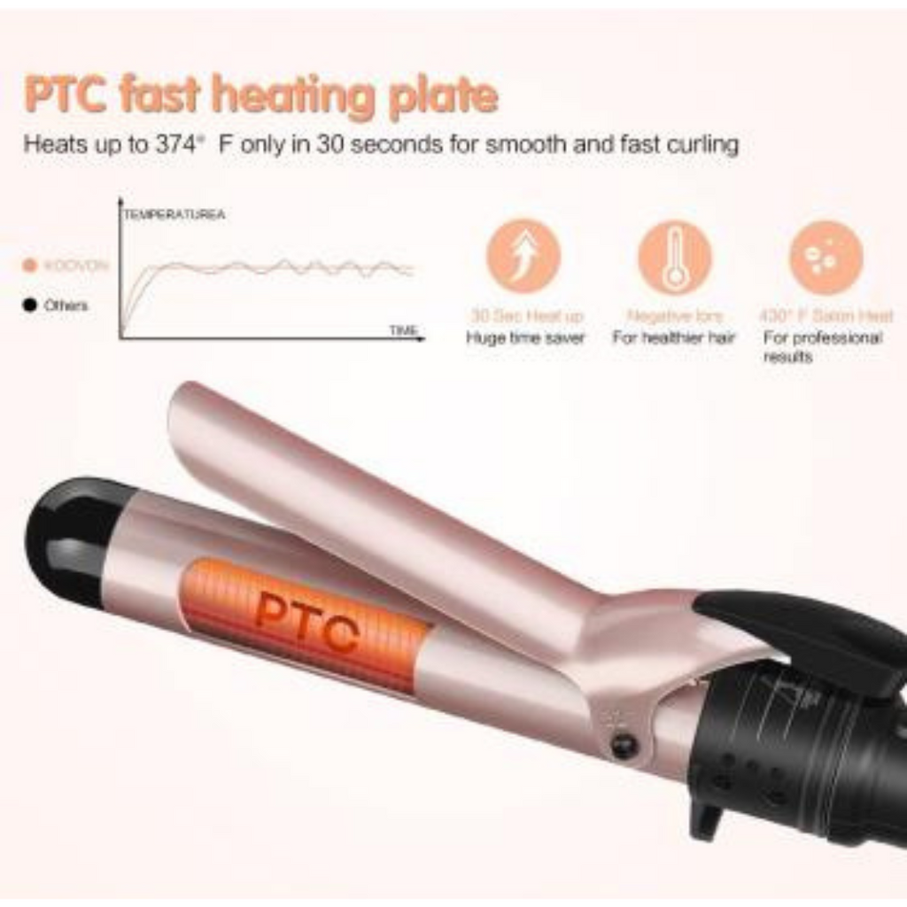 Professional Curling Iron Set with Heat-Insulated Tip and PTC Ceramic Barrels