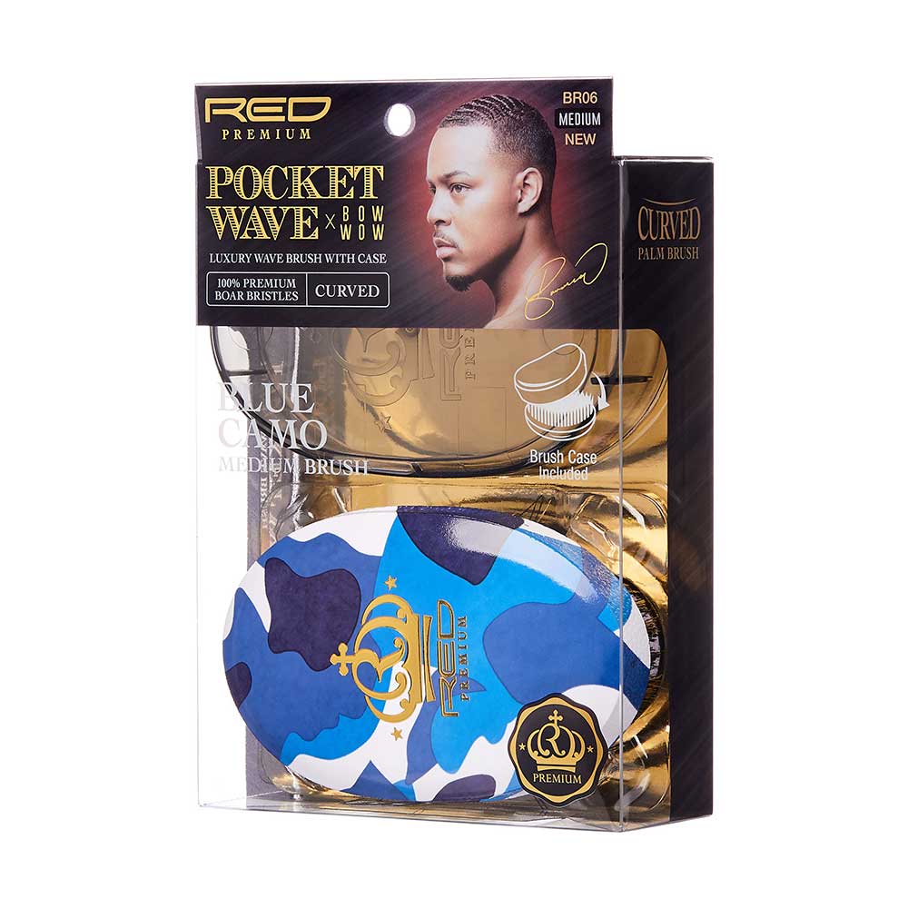 BOW WOW X Pocket Wave Medium Boar Brush with Case by Red by Kiss