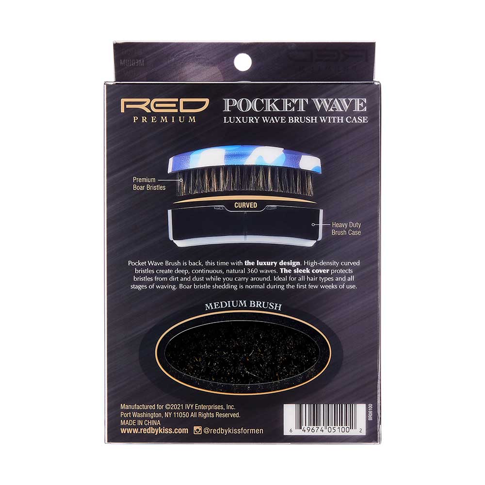 BOW WOW X Pocket Wave Medium Boar Brush with Case by Red by Kiss