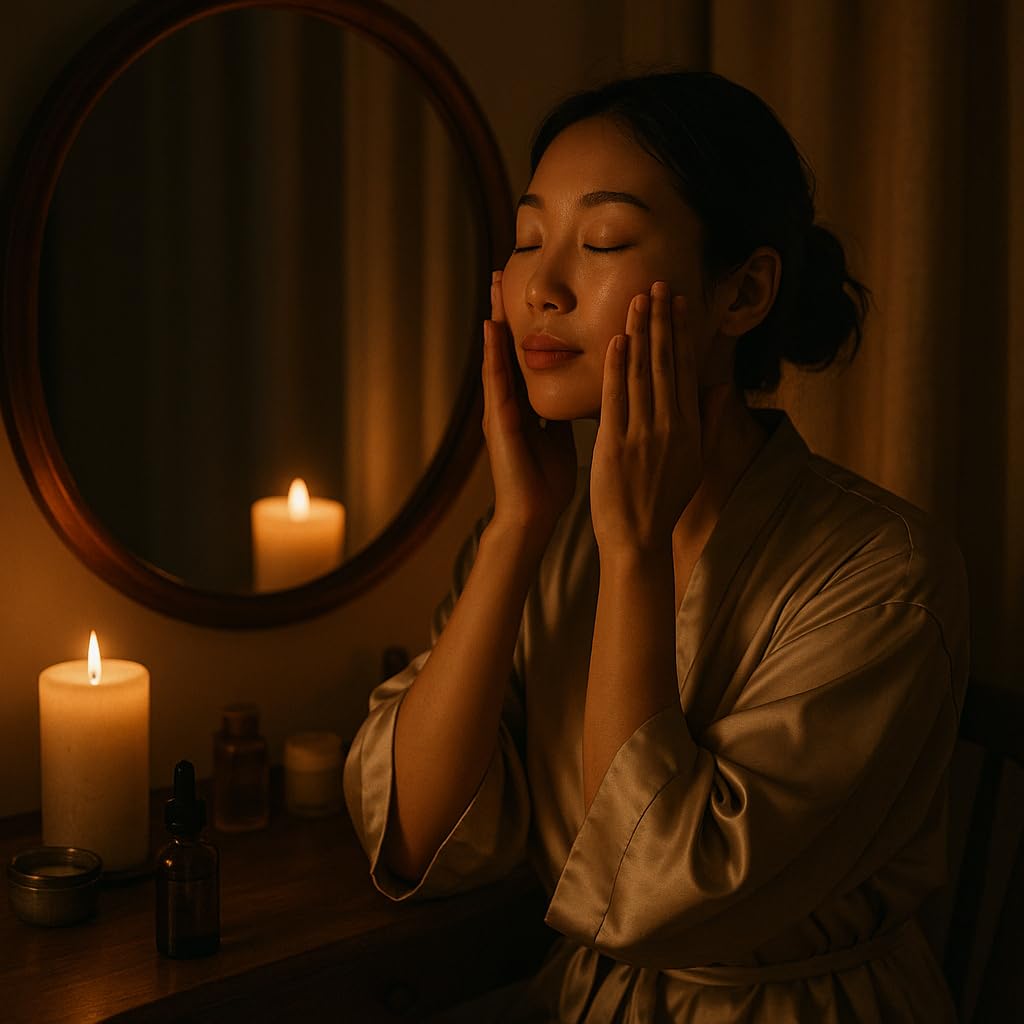 Applying Global Beauty Care Vitamin C Niacinamide Serum to skin for brightening