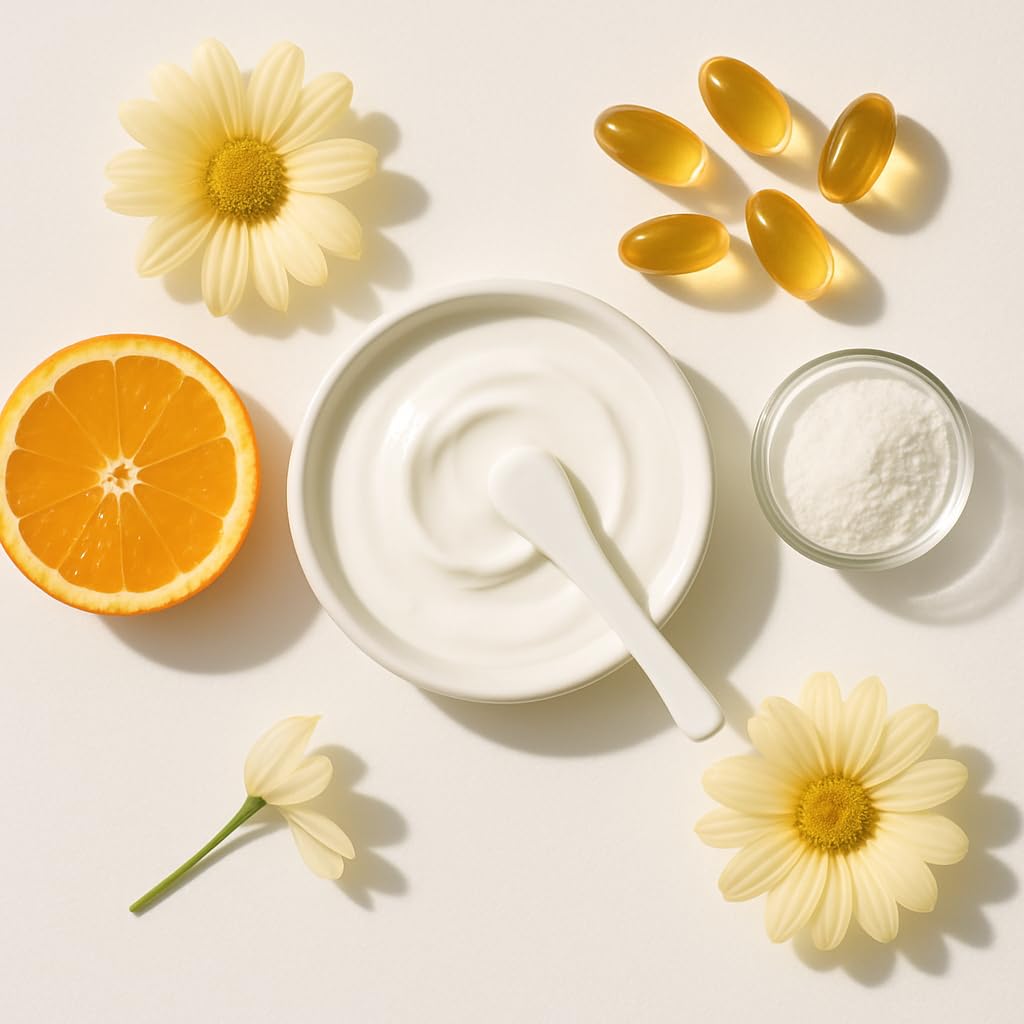 Open jar of Global Beauty Care Vitamin C Skin Cream showing texture