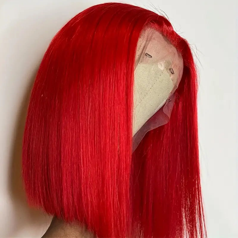 RIO 100% Human Hair 13X4 HD Lace Frontal Bob Wig - Straight Red