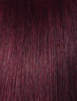 Close-up of dark purple hair color swatch