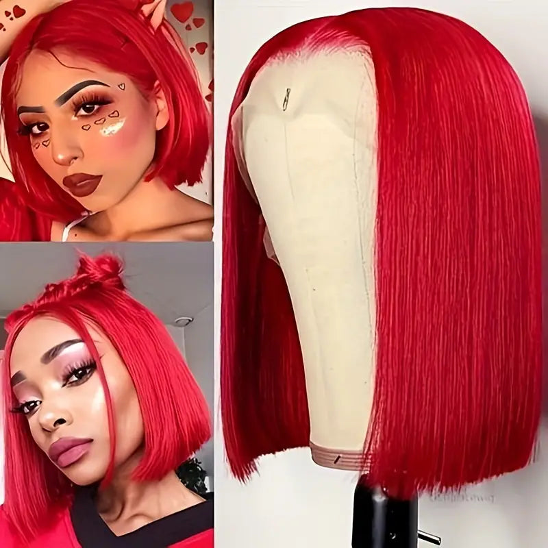 RIO 100% Human Hair 13X4 HD Lace Frontal Bob Wig - Straight Red