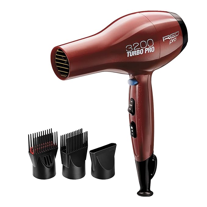 RedPro Turbo Pro 3200 Hair Dryer with BONUS Included Detangler Pik