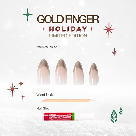 Gold Finger 24 Pcs Holiday Press On Nails 
