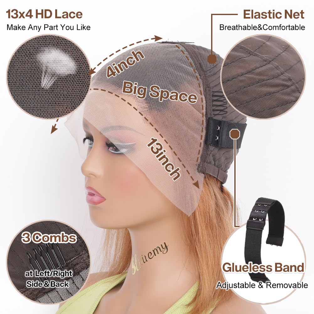 RIO 100% Human Hair 13X4 HD Lace Frontal Bob Wig - Straight Red