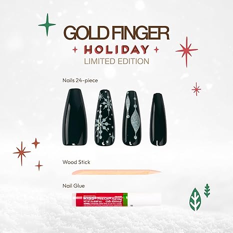 Gold Finger 24 Pcs Holiday Press On Nails 