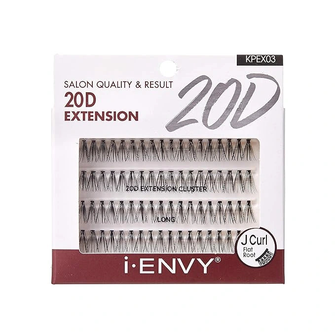 I-Envy Salon Quality 20D Extension Cluster Individual Lashes J Curl Flat Roots