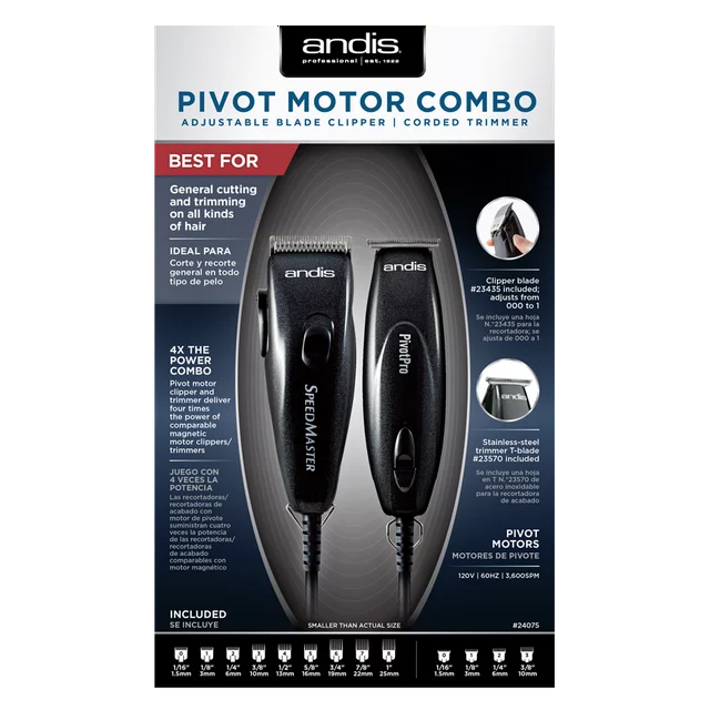 Andis Pivot Motor Combo Speed Master Clipper & Pivot Pro Trimmer Set