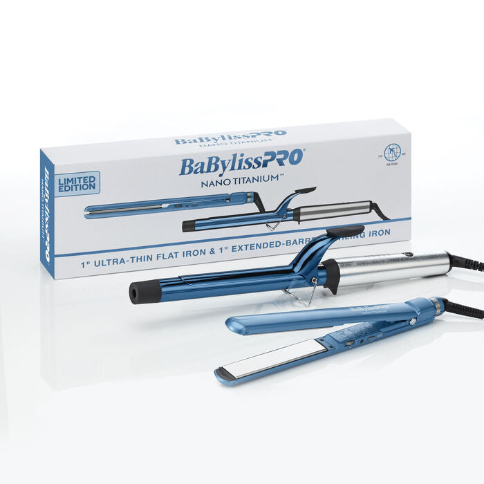 BaBylissPRO® Nano Titanium™ 1" Extended-Barrel Curling Iron & 1" Ultra-Thin