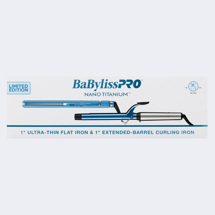 BaBylissPRO® Nano Titanium™ 1" Extended-Barrel Curling Iron & 1" Ultra-Thin