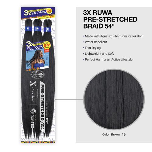 New RUWA Pre-Stretched Braiding Hair 3X's Pack - 54" inch