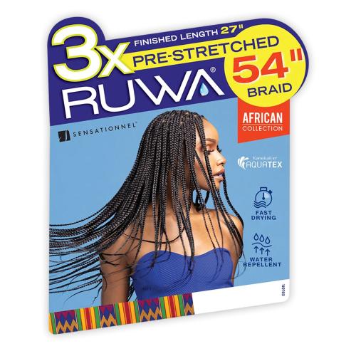 New RUWA Pre-Stretched Braiding Hair 3X's Pack - 54" inch