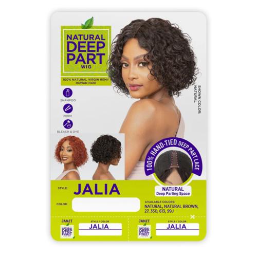 Janet Collection Natural Virgin Remy Human Hair Wig Hand-Tied Lace Deep Part - Jalia