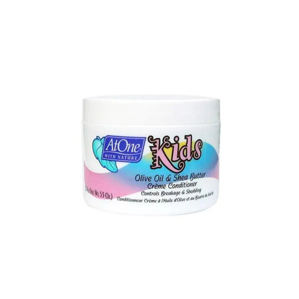 AT ONE Kids Olive Oil & Shea Butter Creme Conditioner - for Breakage & Shedding 5.5 oz