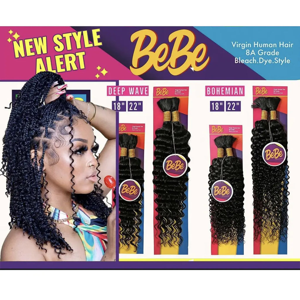 Bebe by Rio Hair 8A Micro Braiding Virgin Human Hair - Bohemian Curl 