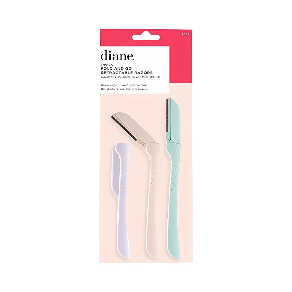Facial Razor Pack Diane Fold & Go Retractable Facial Razors 3 Pack – Supreme Hair & Beauty