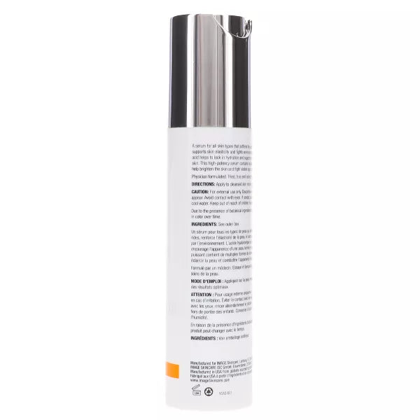 Skincare product bottle with label on a white background