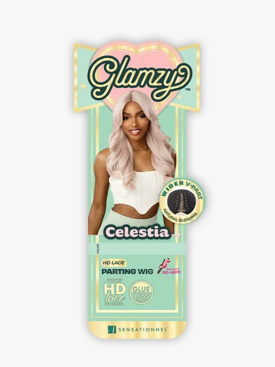 Sensationnel Glamzy Celestia HD Lace V-Part Wig in packaging
