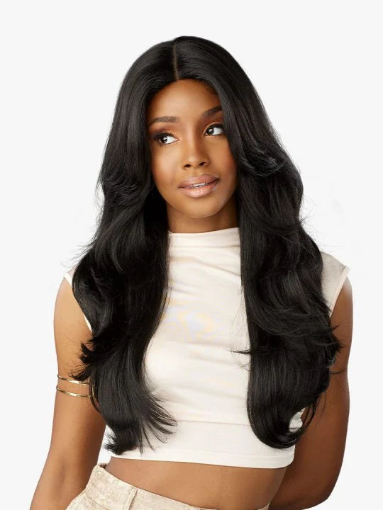 Elysia V-Part Wig with sleek layers worn by model
