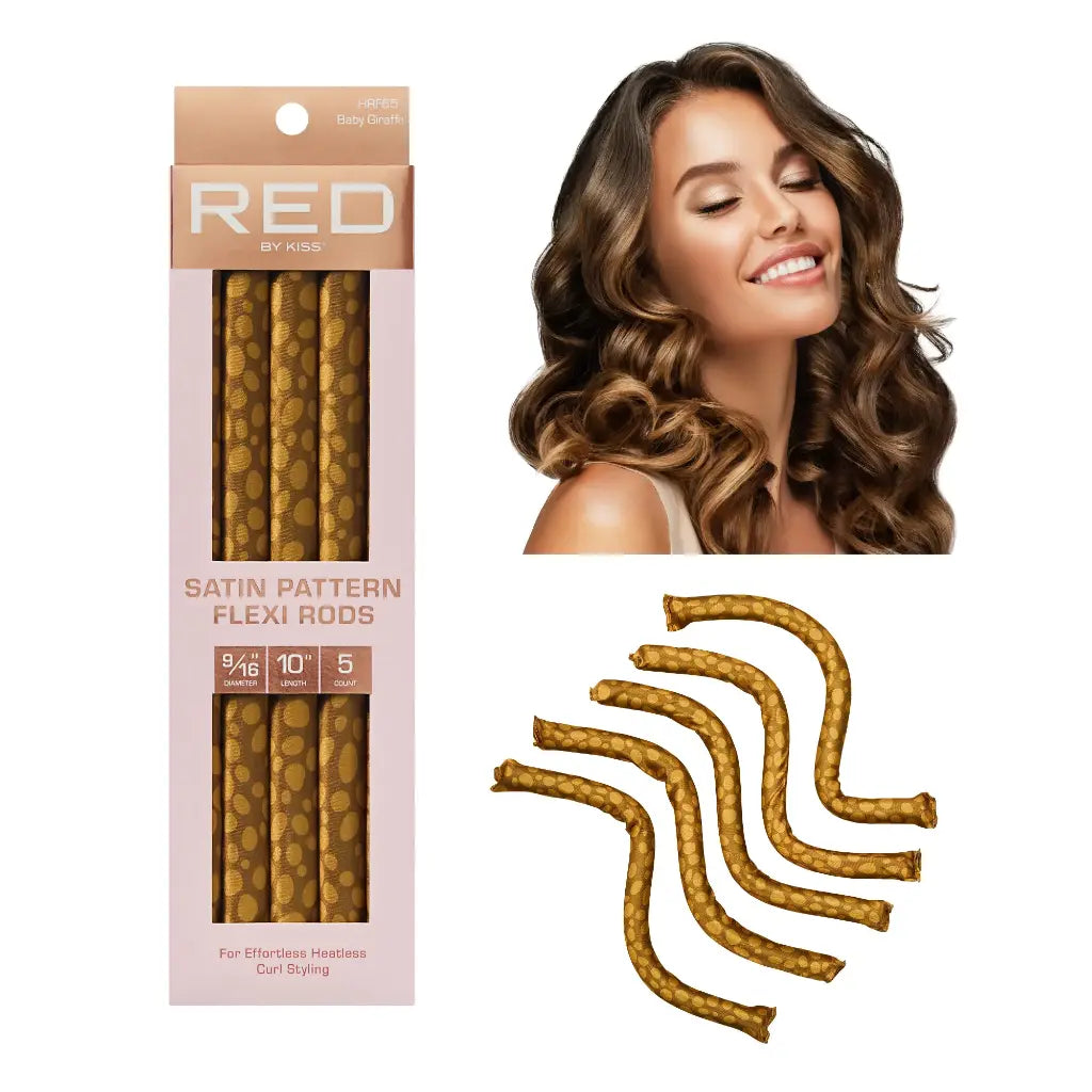 Red by Kiss Animal Print Satin Flexi Rods in packaging
