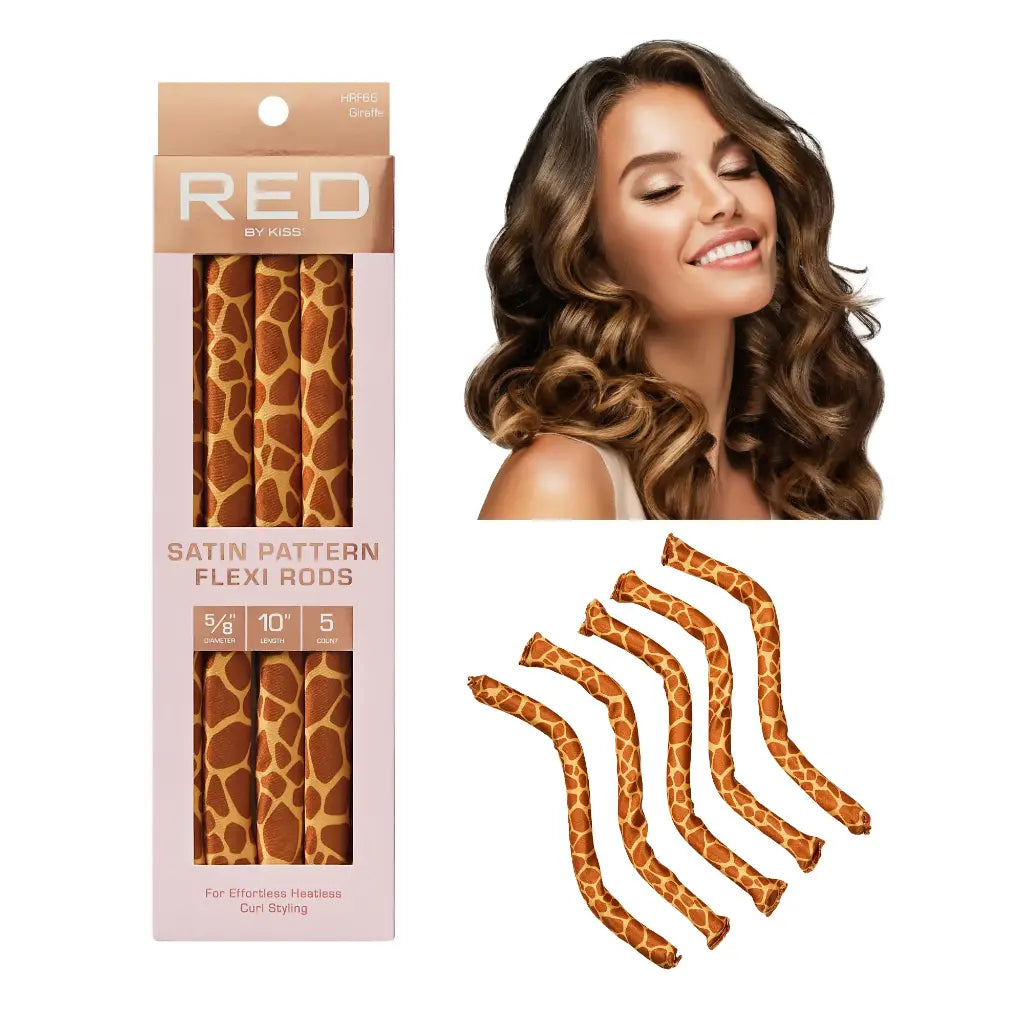 Red by Kiss Animal Print Satin Flexi Rods in packaging
