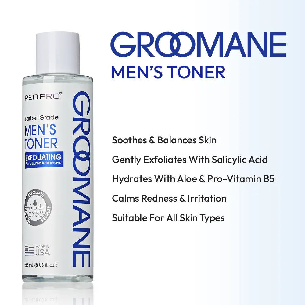 Groomane Men's Toner bottle with product details on a white background
