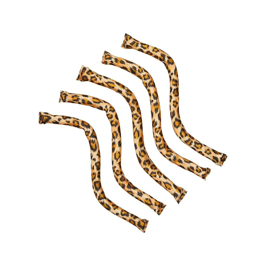 Close-up of silky animal print satin covering
