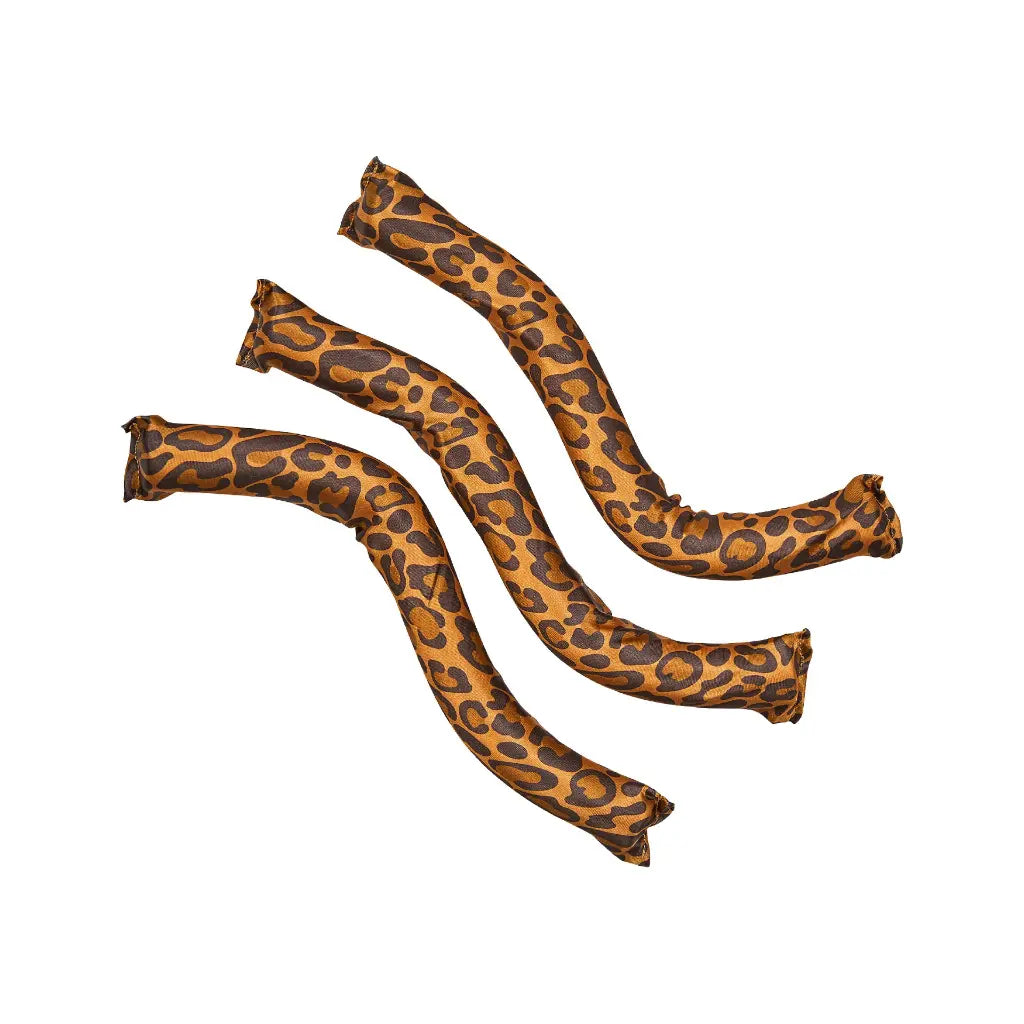 Close-up of silky animal print satin covering
