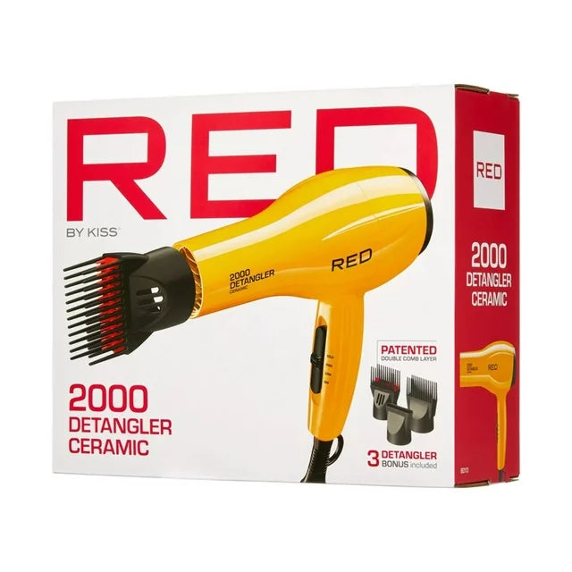 Red by KISS 2000 Ceramic Hair Dryer, Professional Salon Blow Dryer 3 Attachments