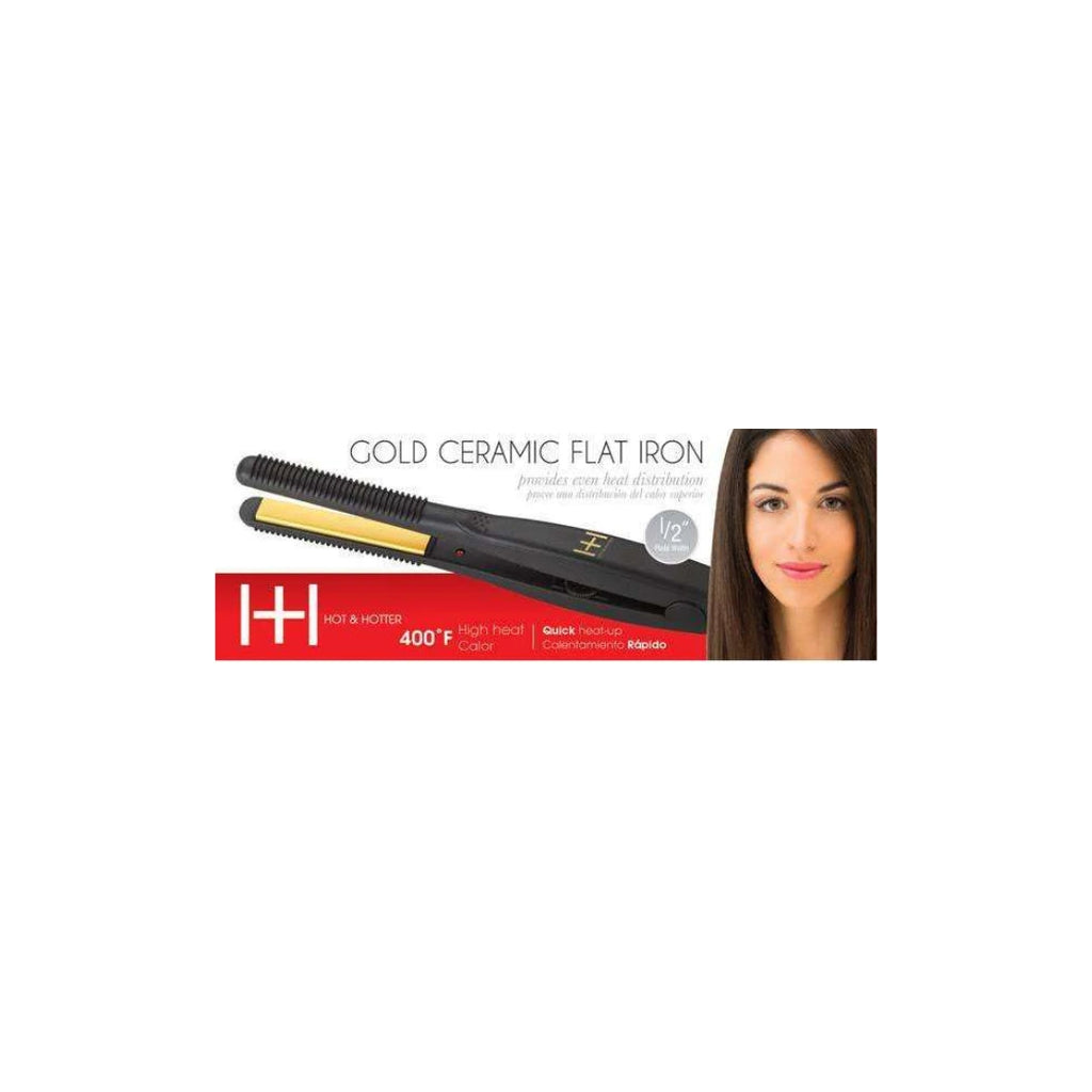Hot & Hotter Gold Ceramic Flat Iron - 1/2" Inch