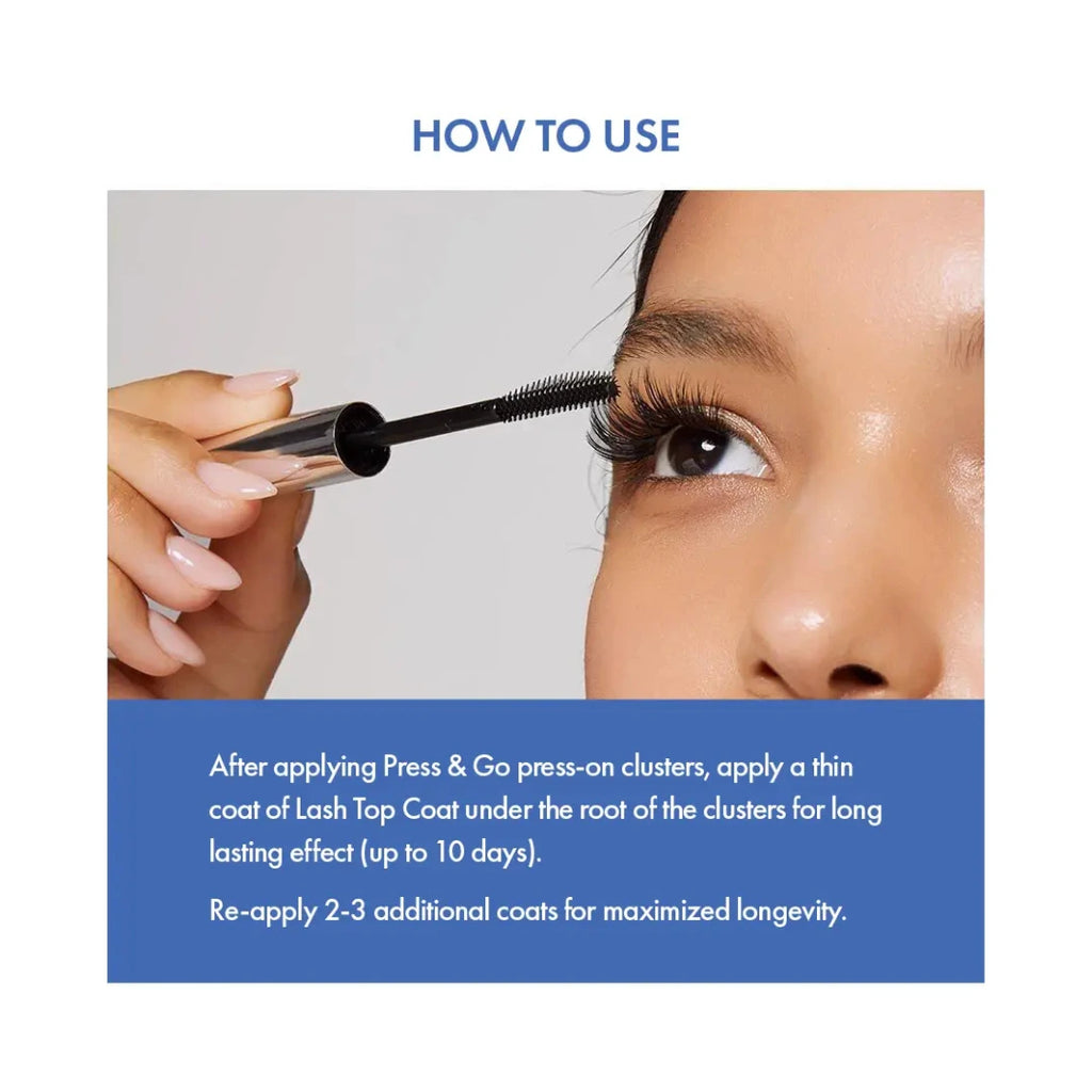 Applying i-Envy waterproof lash top coat on press-on lashes