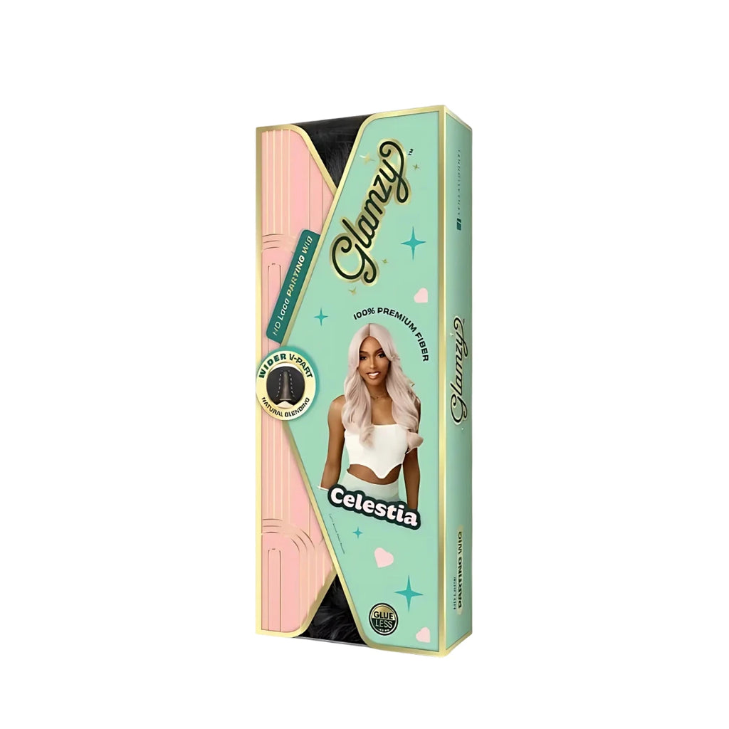 Sensationnel Glamzy Celestia HD Lace V-Part Wig in packaging
