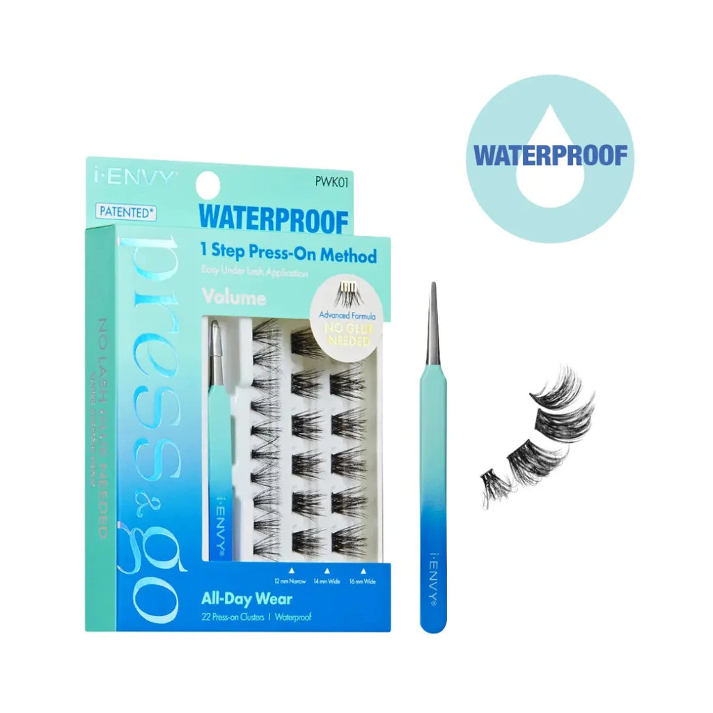i-Envy Press & Go Waterproof No Glue Cluster Lash & Applicator Kit front packaging