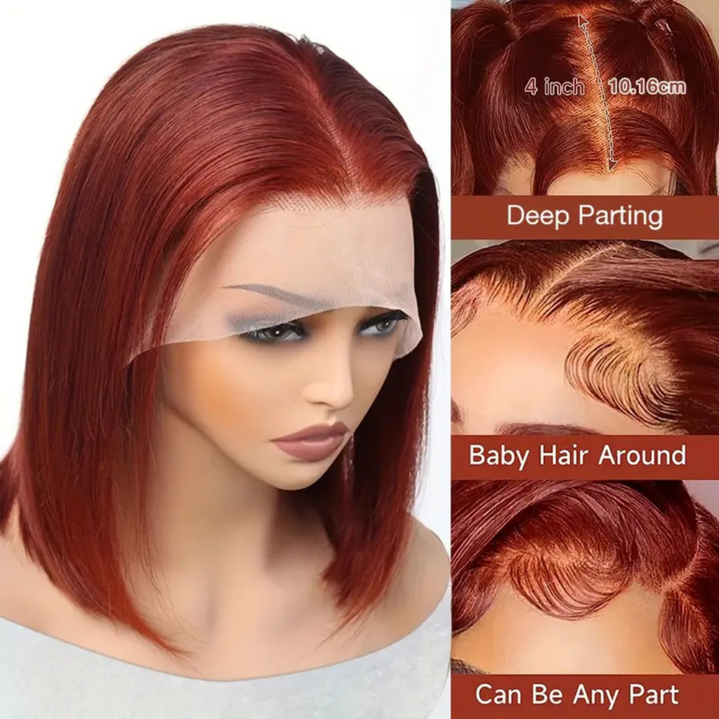 Supreme Hair & Beauty 100% Human Hair 13x4 Frontal Wig Straight - Reddish Brown