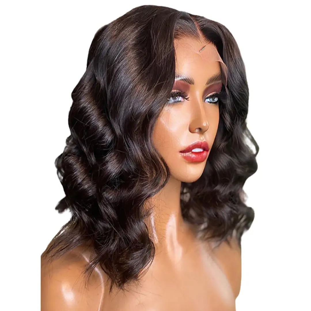 Human Hair Fluffy Curly Bob Wigs With Bangs Short Water Wave Full Machine Made Non Lace Wig Wear And Go Glueless Deep Curl Wig Brown Mixed Blonde Color 250 Density 205g P 44957341